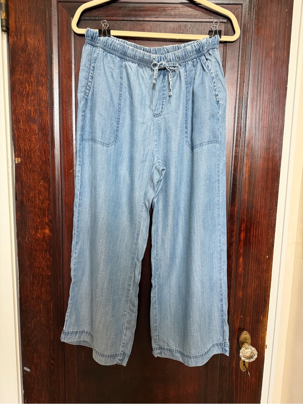 Splendid Cropped Wide-Leg Light Weight Jeans with Drawstring Waist